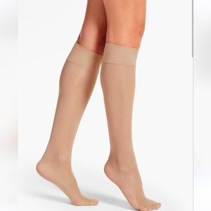 Bundle of 9 pairs Talbots Silky Sheer Knee Highs - medium nude/tan